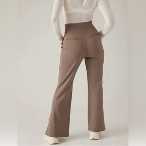 Athleta Venice Flare Pant Pyrite Brown Pants Elastic Waist XS READ